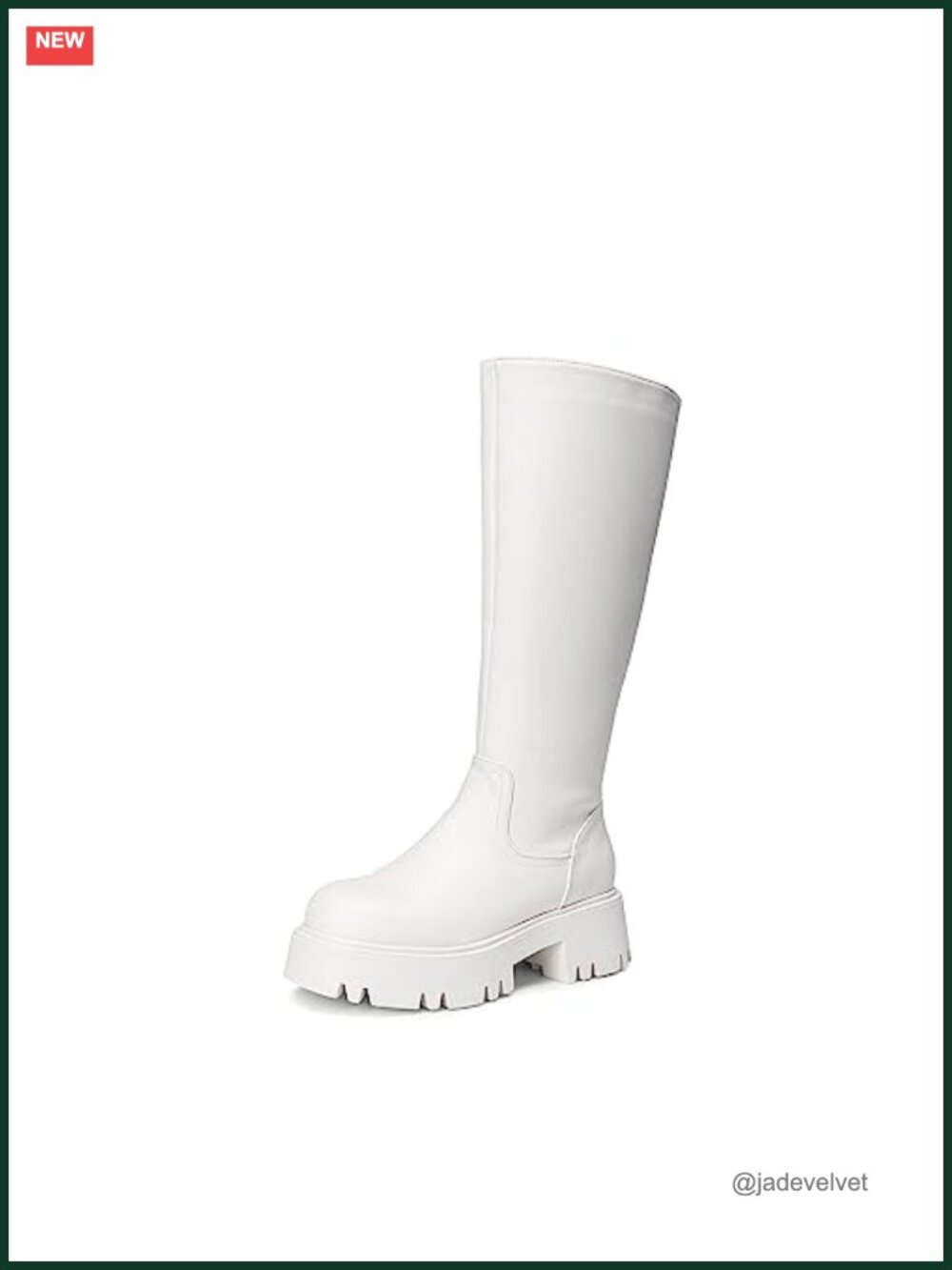 Knee High Platform Chunky Block Heel Boots Faux Leather Side Zip Womens